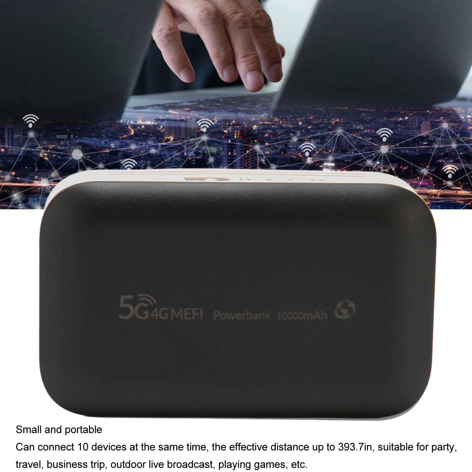 Przenośny Router Sieci Bezprzewodowej 4GLTE z Odblokowanym Routerem 5G WiFi Hotspot 300Mbps do Podróży Game Party - Czarny
