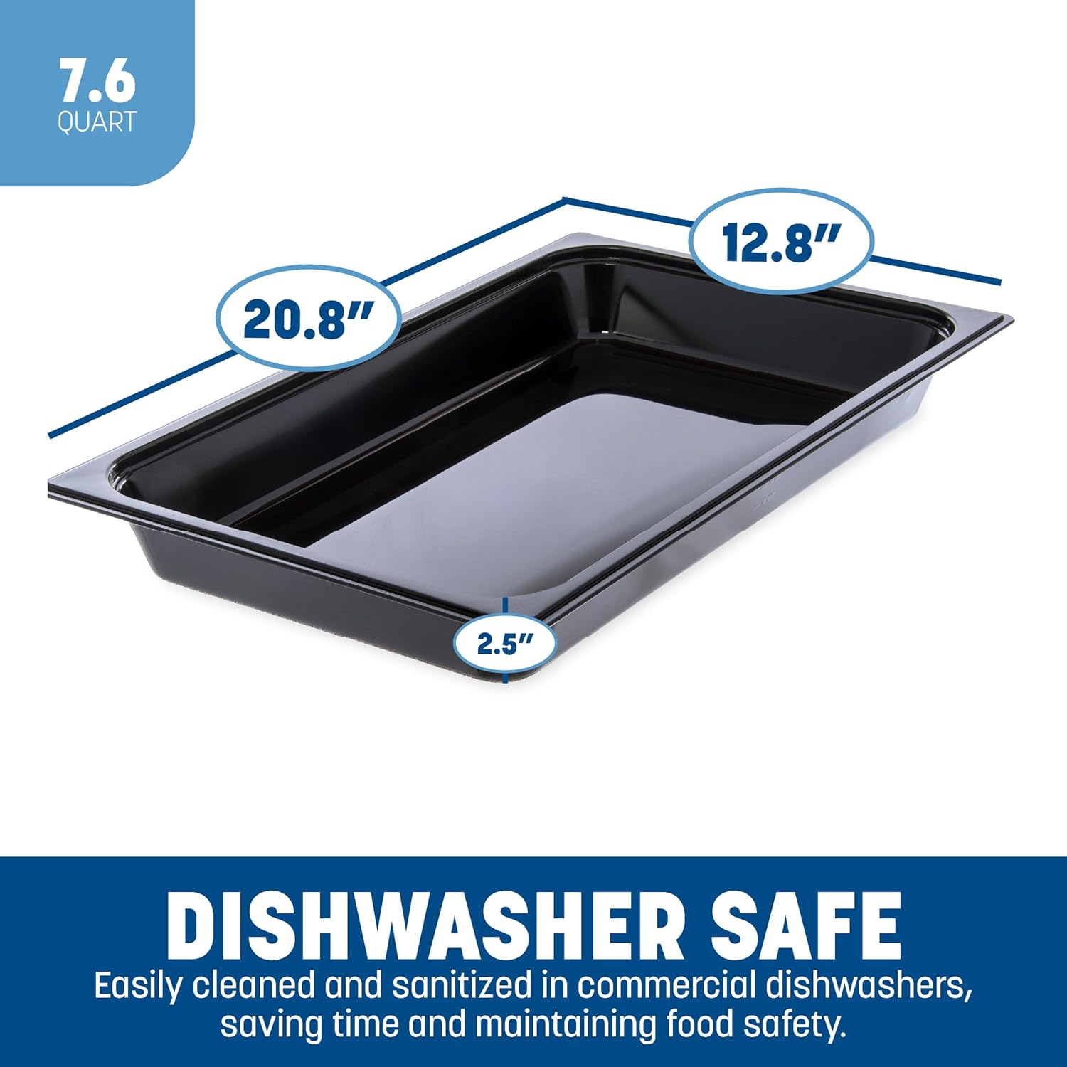 Carlisle FoodService Products Storplus Full-Size Plastic Food Pan for Catering, Buffets, and Restaurants, Polycarbonate 2.5 Inches Deep, Black