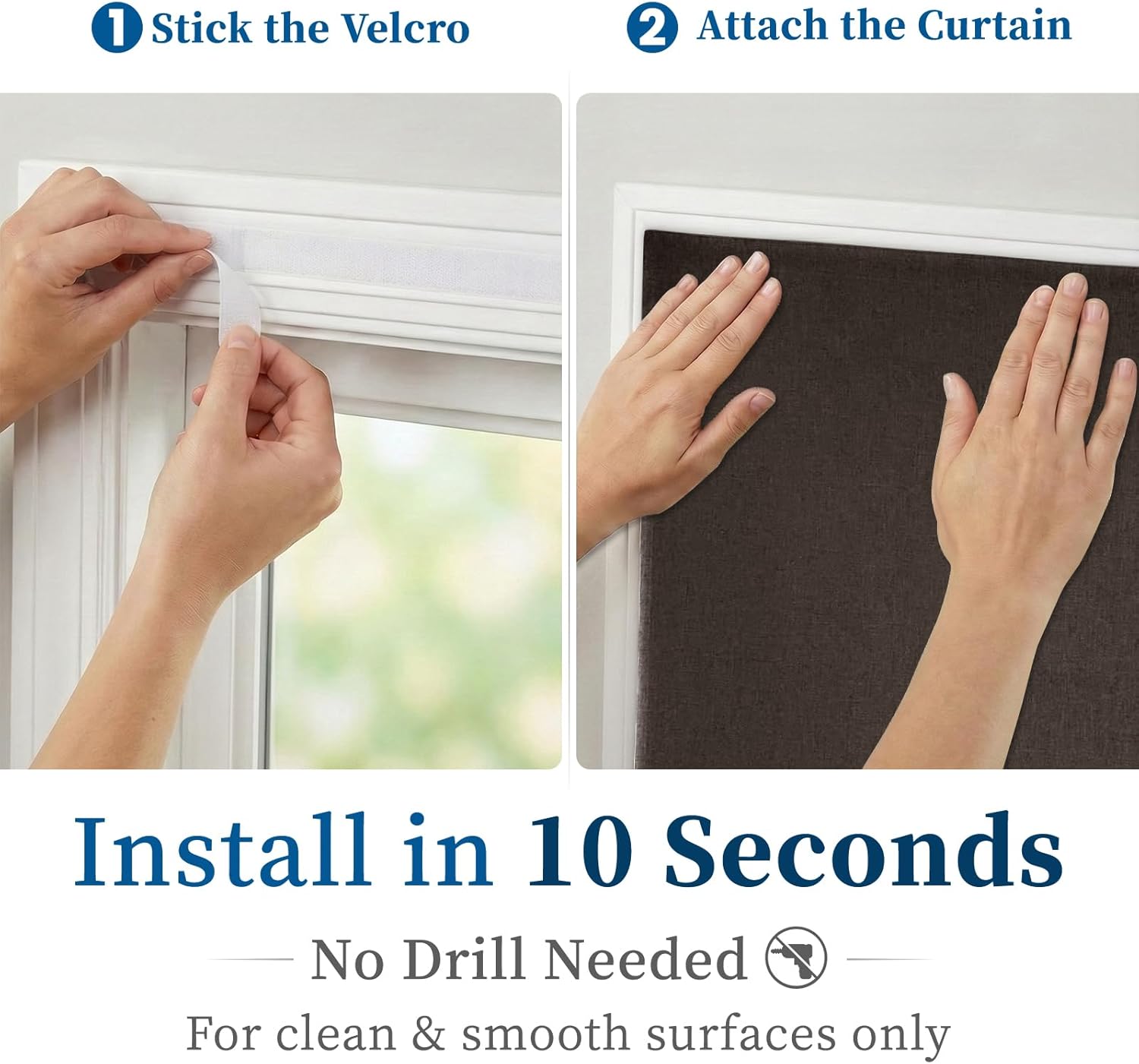 100% Blackout Curtains for Bedroom Stick On Curtains Window Shades Pull Down Blackout Window Cover No Drillng Self Adhesive Curtains No Rod Small Windows, W46 x L72 inch, 1 Panel, Dark Brown
