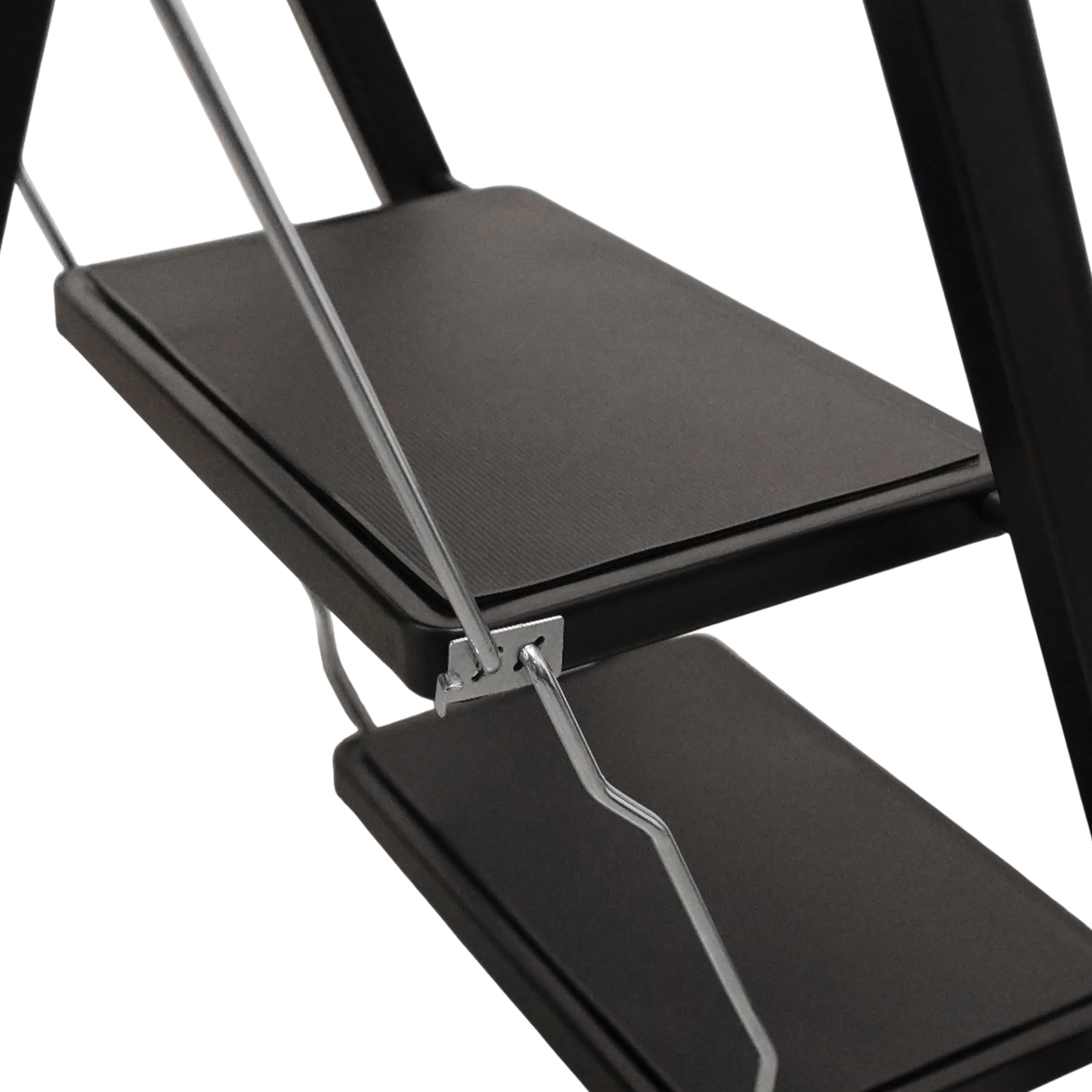 Escabeau pliable en acier à 3 marches - Charge maximale : 150 kg - 105 x 73 cm - Antidérapant - Noir - Avec 3 marches et sécurité pliante - Certifié TÜV