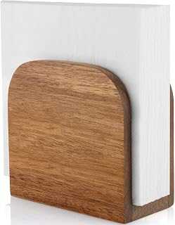 ALELION Acacia Wood Napkin Holder - Rustic Standing Dispenser for Kitchen Dining Table, Outdoor Parties, Holds 60+ Napkins