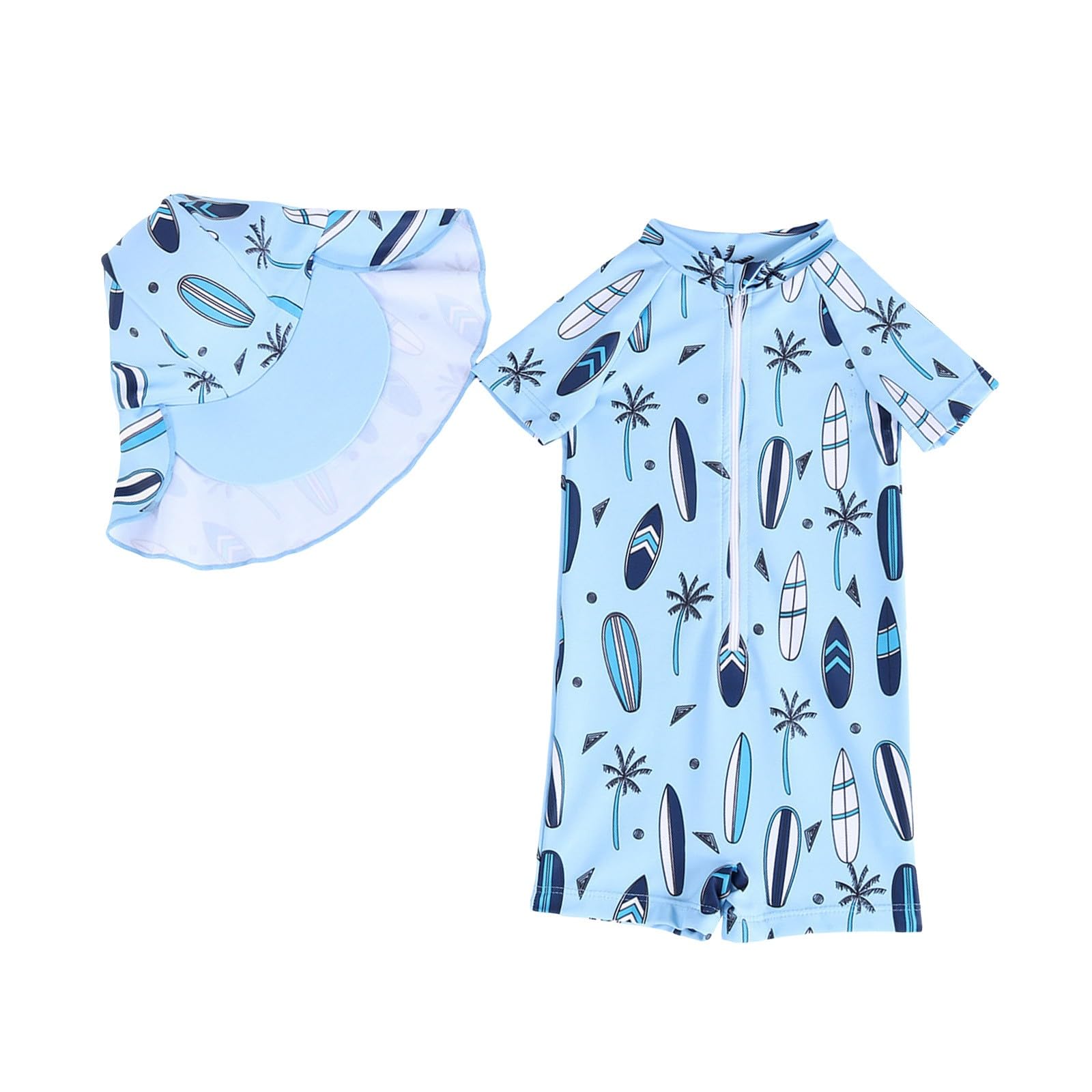 Maillot De Bain pour Bébé,Manches Longues Une Pièce Longue avec Un Bonnet Protection UV Haut & Shorts De Bain Enfant Garcon UPF 50+ Maillot De Bain Garcon 10 Ans UPF 50+ Maillot De Bain