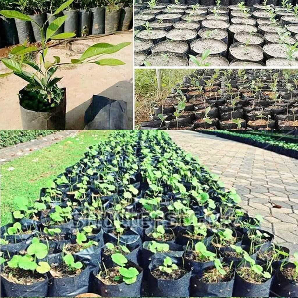 100 Pcs PE Nursery Bags Thicken Plant Grow Bags Seedling Pots Eco-Friendly, for Garden with Breathable Holes Black Planting Bag (Size : 10x30cm(DxH))