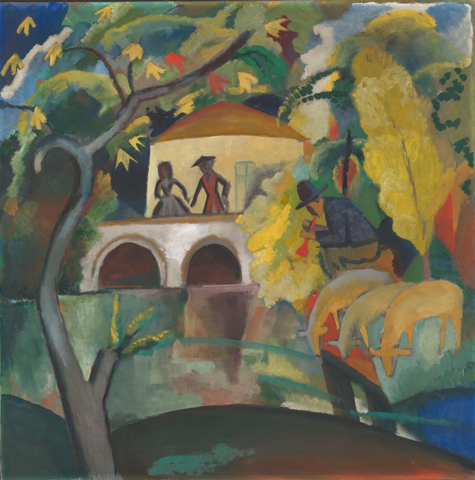 SERENDIPITP Retro Picture Poster Wall Art Pictures Painting Rokoko by August Macke Wall Art Canvas Print for Wall Decor 60x90cm