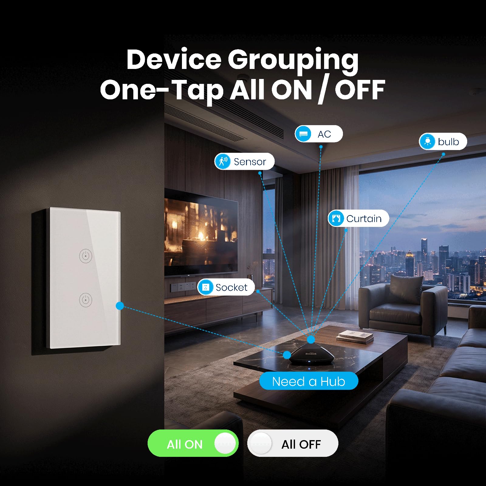 BroadLink Interruttore intelligente della luce, interruttore touch a parete