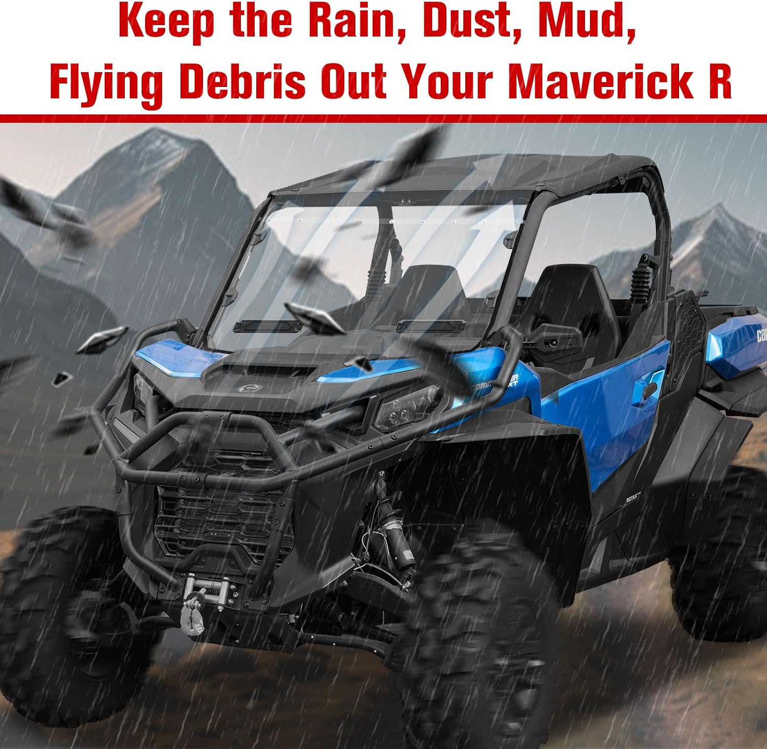 Front Windshield for Can-Am Commander 2021-2025, Hard Coated Polycarbonate Combined Full Windshield Windscreen Window for Can Am Commander & MAX 2021-2025 Accessories