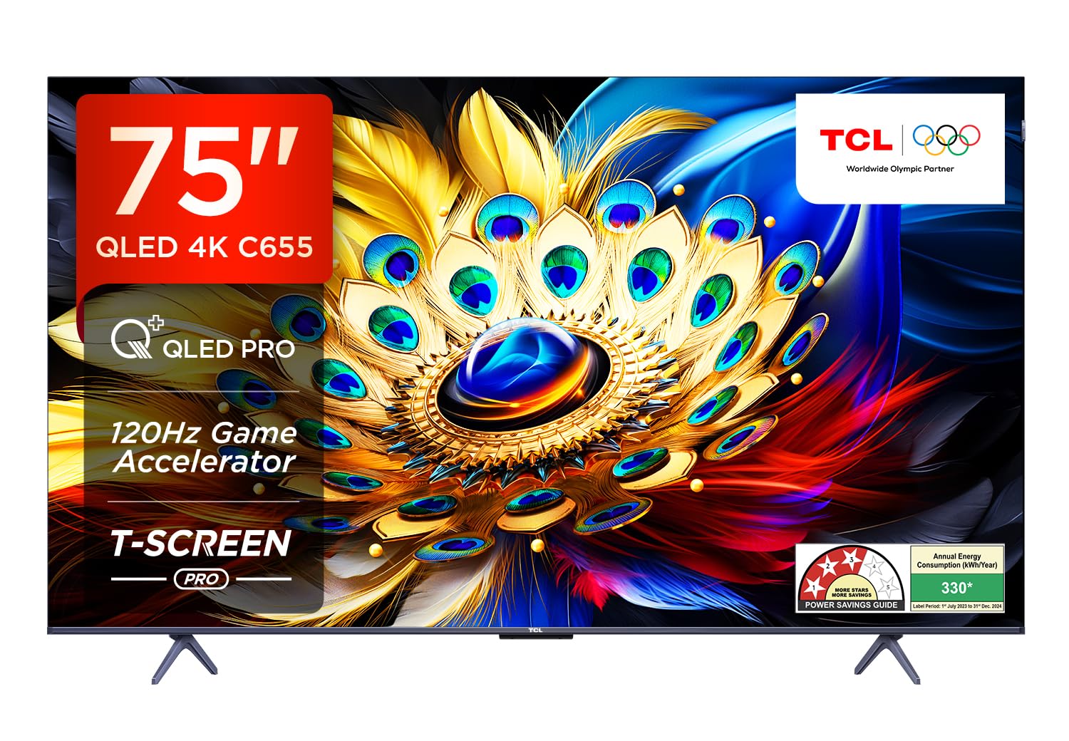 TCL 189 cm (75 inches) 4K Ultra HD Smart QLED Google TV 75C655 (Black)
