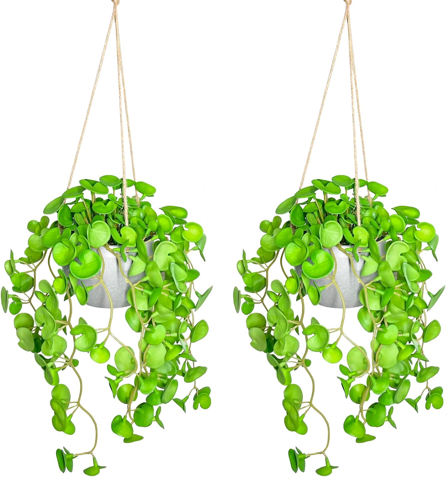 Amazon.de Elecoutek Kunstpflanze Hängend im Topf, 3 Stück