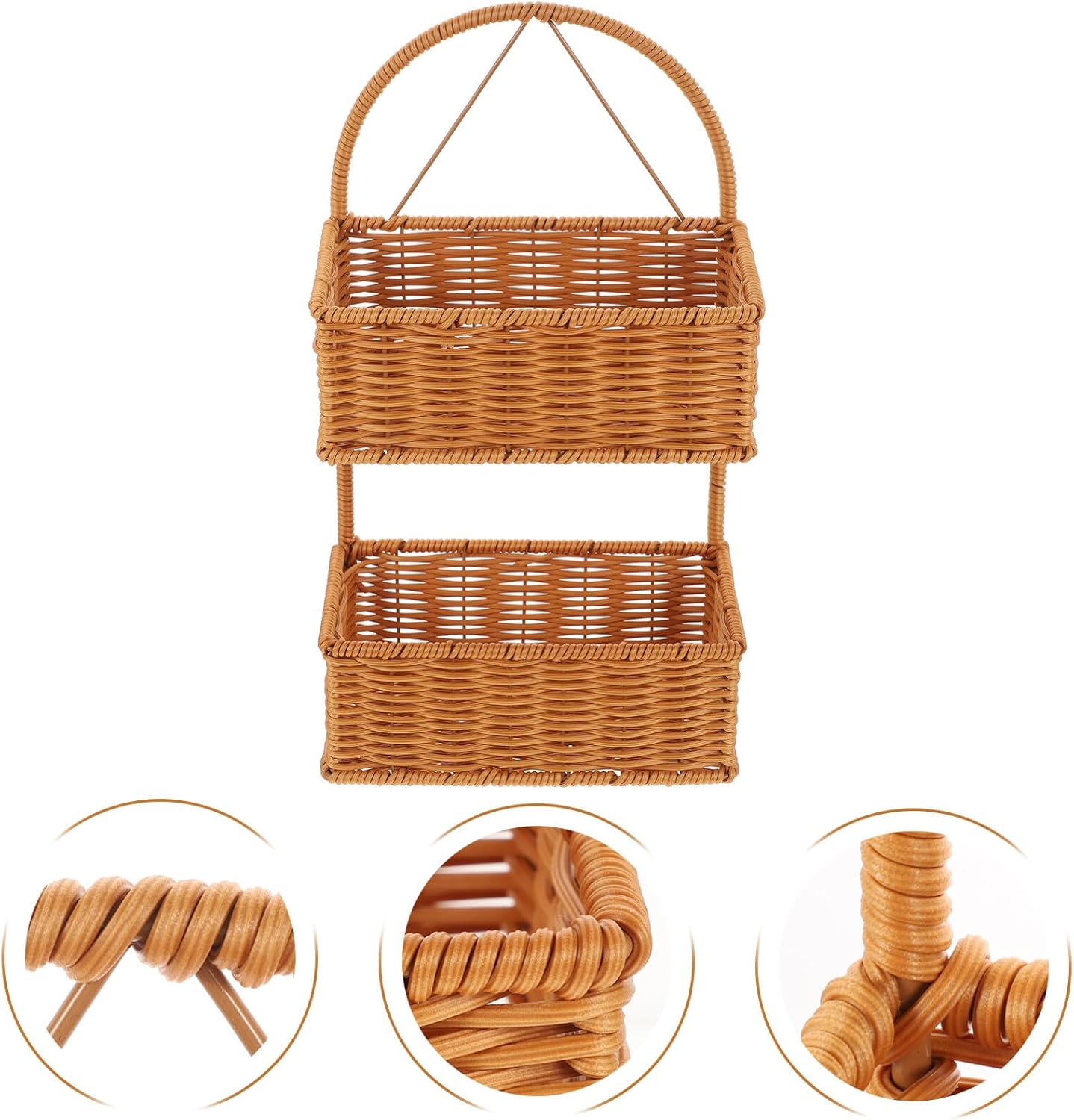 Luxshiny Woven Wall Hanging Basket Boho Style Rattan Laundry Storage Basket for Bathroom Kitchen Door Living Room