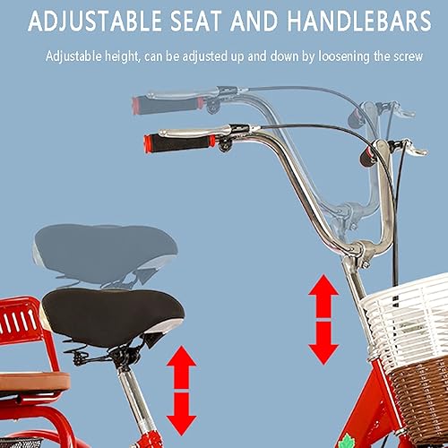 Miniatura 3 de Bicicleta de crucero de tres ruedas, triciclo de dos plazas para adultos, bicicletas de 3 ruedas de 20 pulgadas con cesta de la compra, diseño