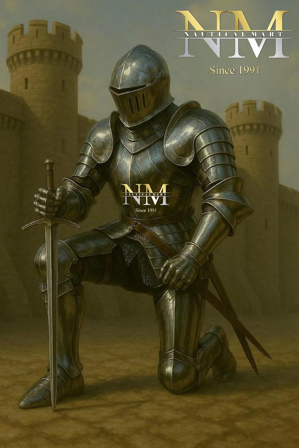 Medieval Knight Suit of Armor- Full Body Plate Armor Polished Steel 15th Century Combat Armour For Reenactment & Cosplay | Clossed Helmet For Reenaissance, LARP, Halloween & Display Armor