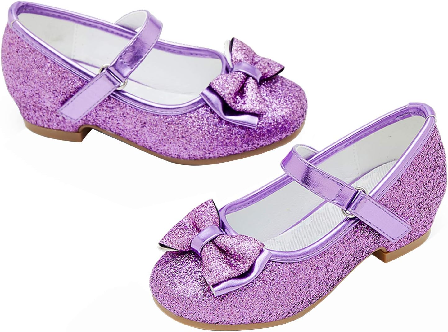 Stelle Girls Dress Shoes Glitter Princess Shoe Flower Mary Jane Low Heels Party Wedding Prom Footwear for Toddler Kids
