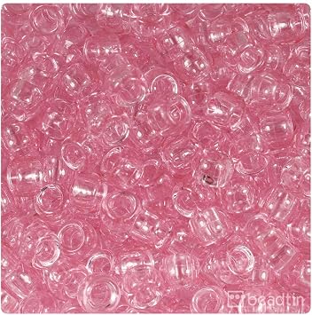 BeadTin Pale Pink Transparent 9mm Barrel Plastic Pony Beads 500pcs