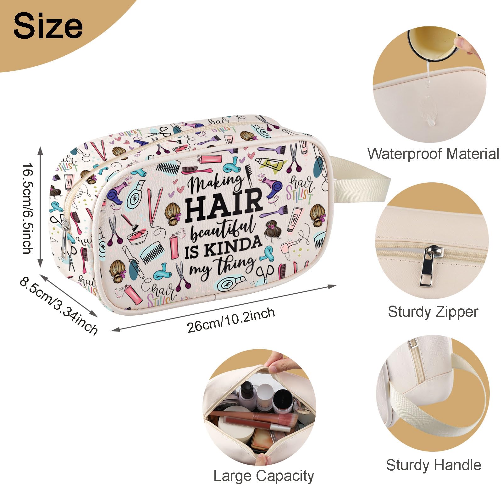 MEIKIUP Hairstylist Makeup Bag Cosmetologist Gifts Making Hair Beautiful is Kinda My Thing Hairdresser Cosmetic Bag for Barber (Hairstylist Clear Bag-UK) - Image 2
