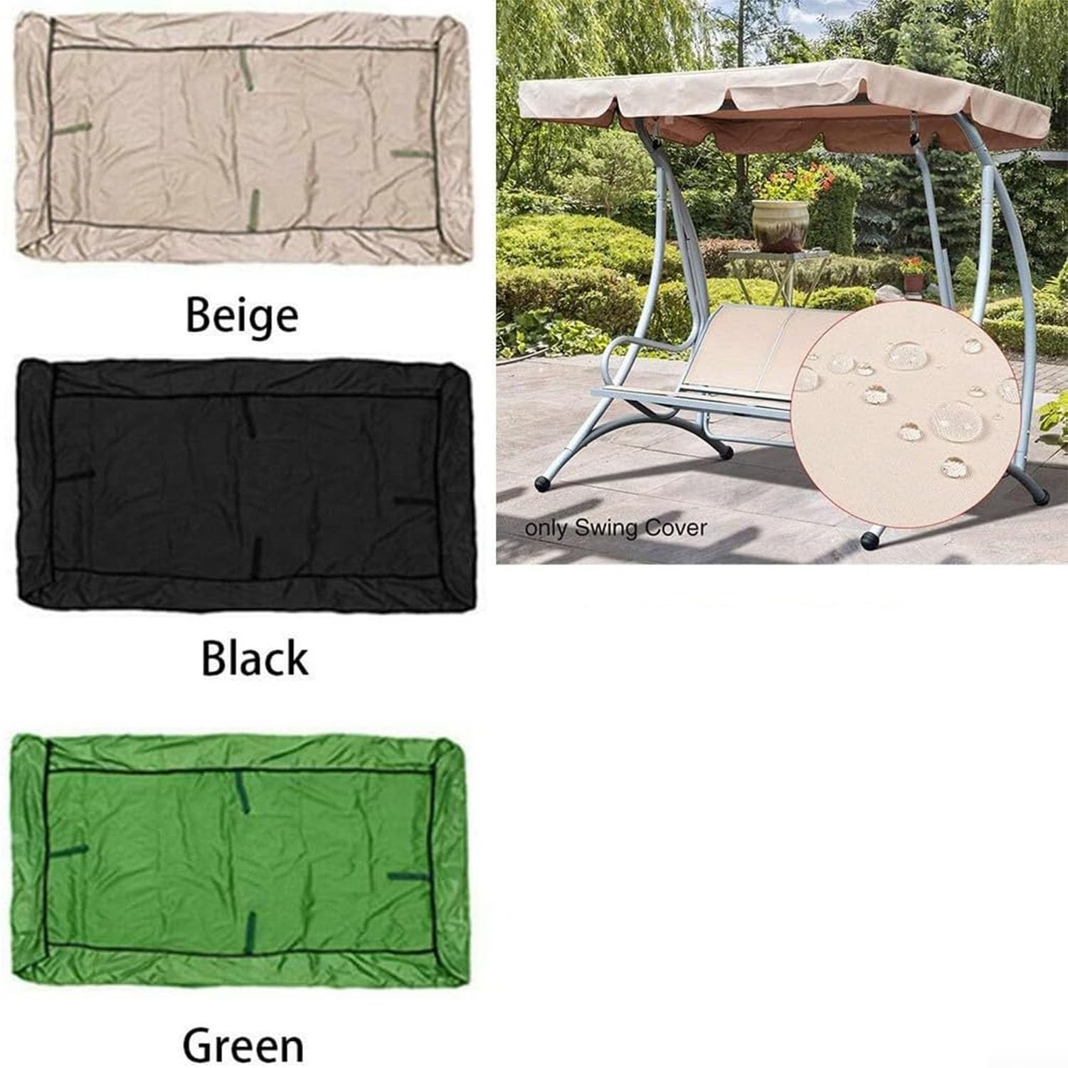 Baldacchino di ricambio impermeabile per dondolo da giardino a 3 posti, copertura estiva per esterni, ideale per patio, 195 x 125 x 15 cm, accessorio per mobili da giardino