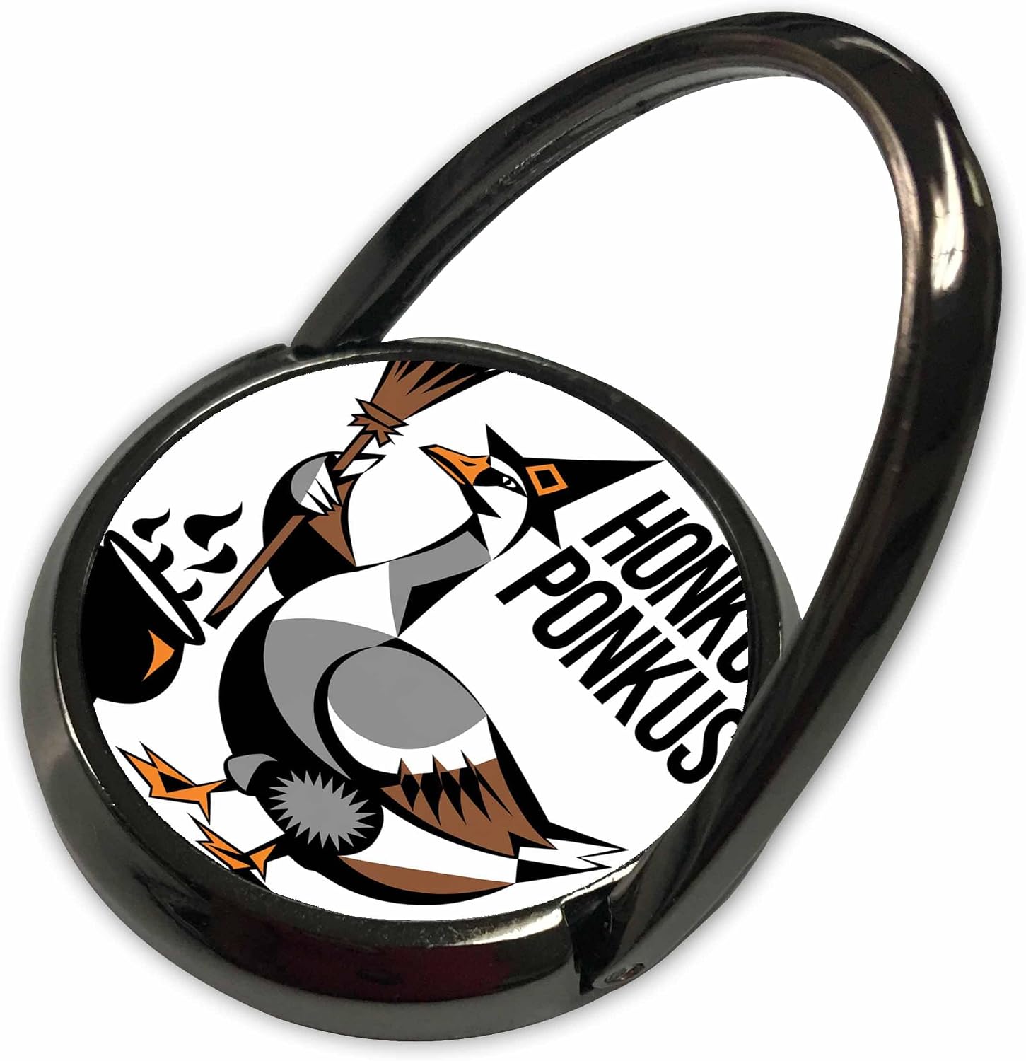 3dRose Funny Cute Honkus Ponkus Goose Witch with Broom and Cauldron Halloween Phone Ring