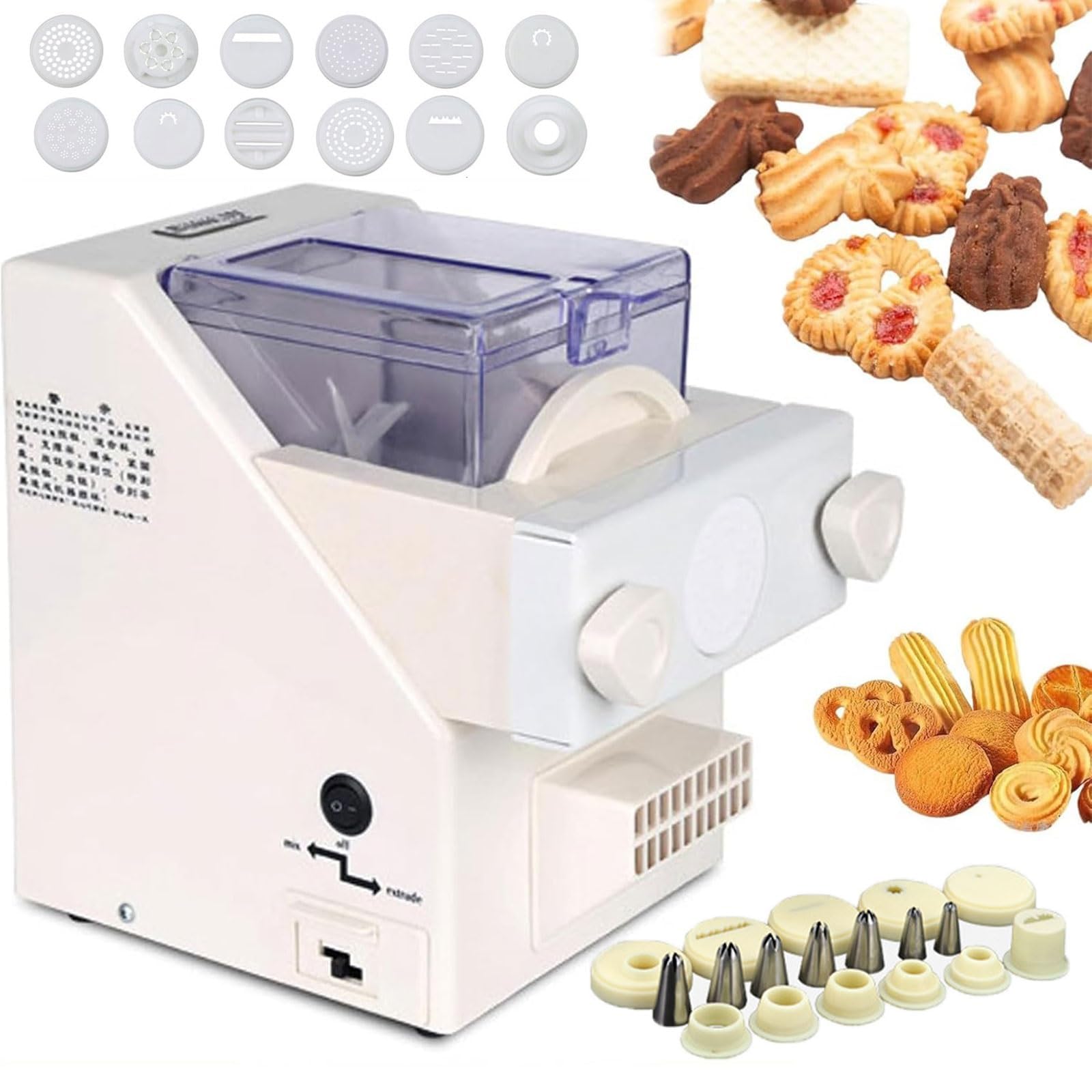 Presse à biscuits électrique, 180 W automatique avec 8 buses, idéale pour la pâtisserie, la décoration de gâteaux et la production de biscuits