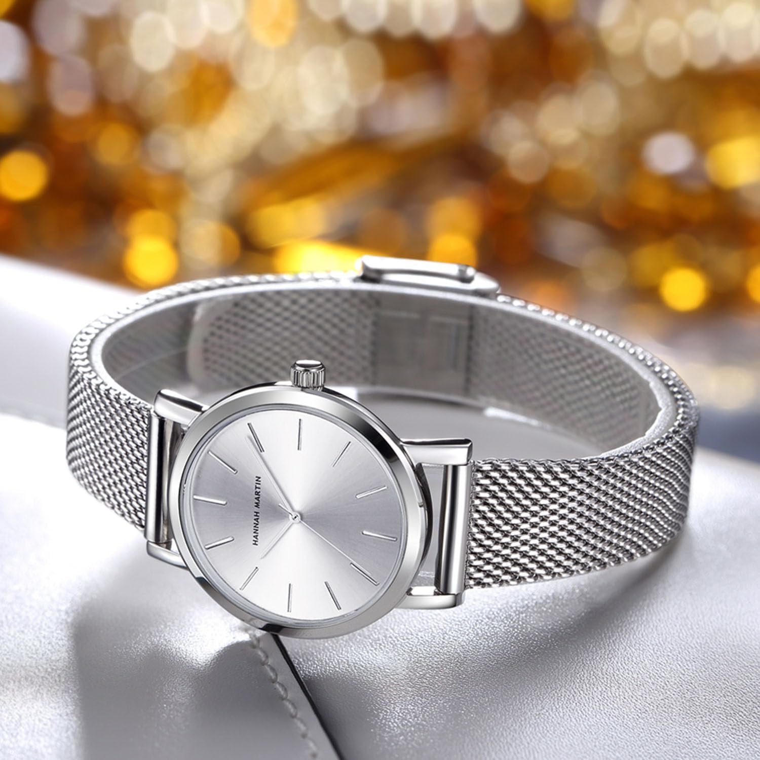 Women Watches Minimalist Fashion Quartz Wrist Watch Party Dress Bracelet Watch for Ladies with Stainless Steel Mesh Band - Image 2