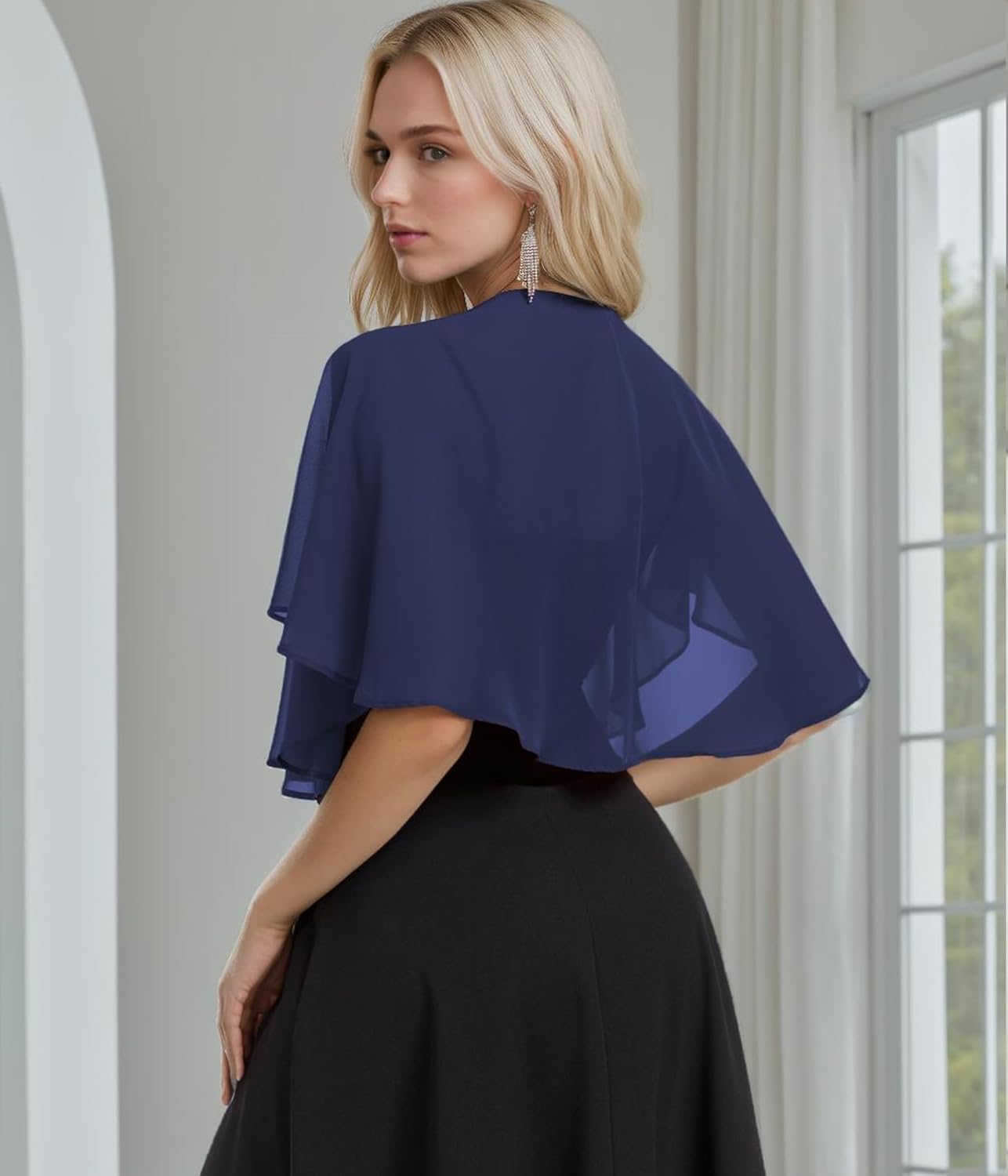 Women's Soft Chiffon Capelets Shawls and Wraps for Evening Wedding Cape Bole Cover Up - Image 6