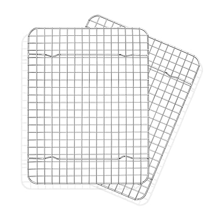 TeamFar Cooling Rack, 2 Pack Stainless Steel Grid Baking Rack for Cooking Roasting Grilling Drying, 11.75x 9 Small Metal Toaster Oven Rack for Cookies Meat, Non-Toxic & Durable, Dishwasher Safe