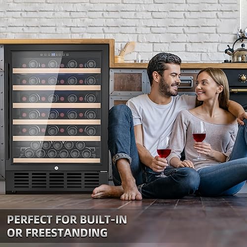 Miniatura 6 de Refrigerador de vino de 24 pulgadas, refrigerador de vino con 51 botellas, compresor de acero inoxidable con cerradura, puerta de vidrio