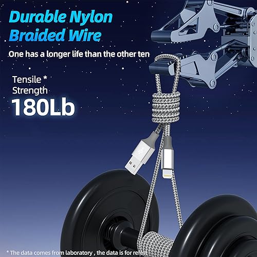 Miniatura 6 de Cargador para iPhone paquete de 3, 10 pies, cable Lightning largo certificado MFi de Apple, carga rápida, sincronización de datos de alta velocidad,