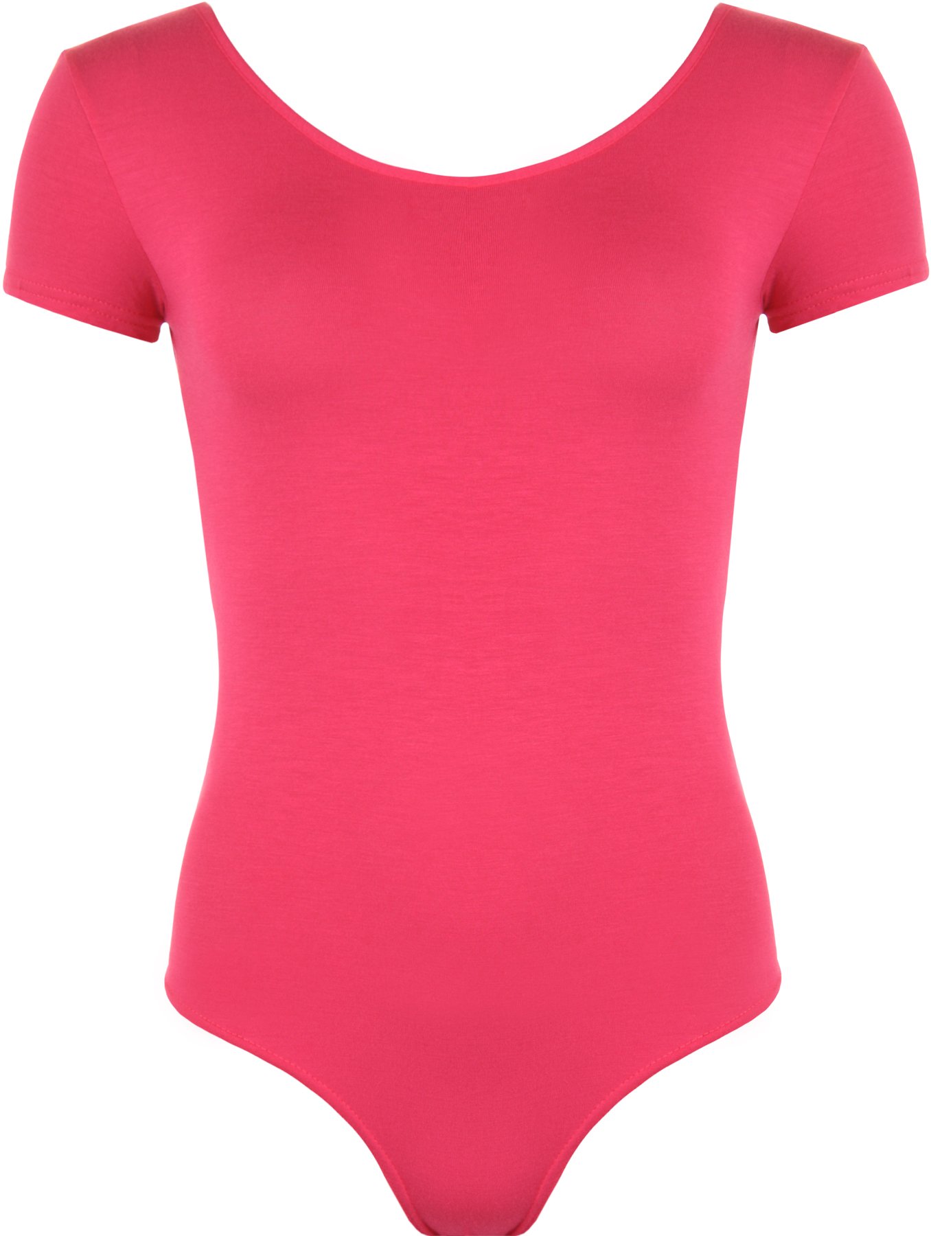 WearAll Ladies Stretch Bodysuit Top Womens Leotard - Cerise - 8/10