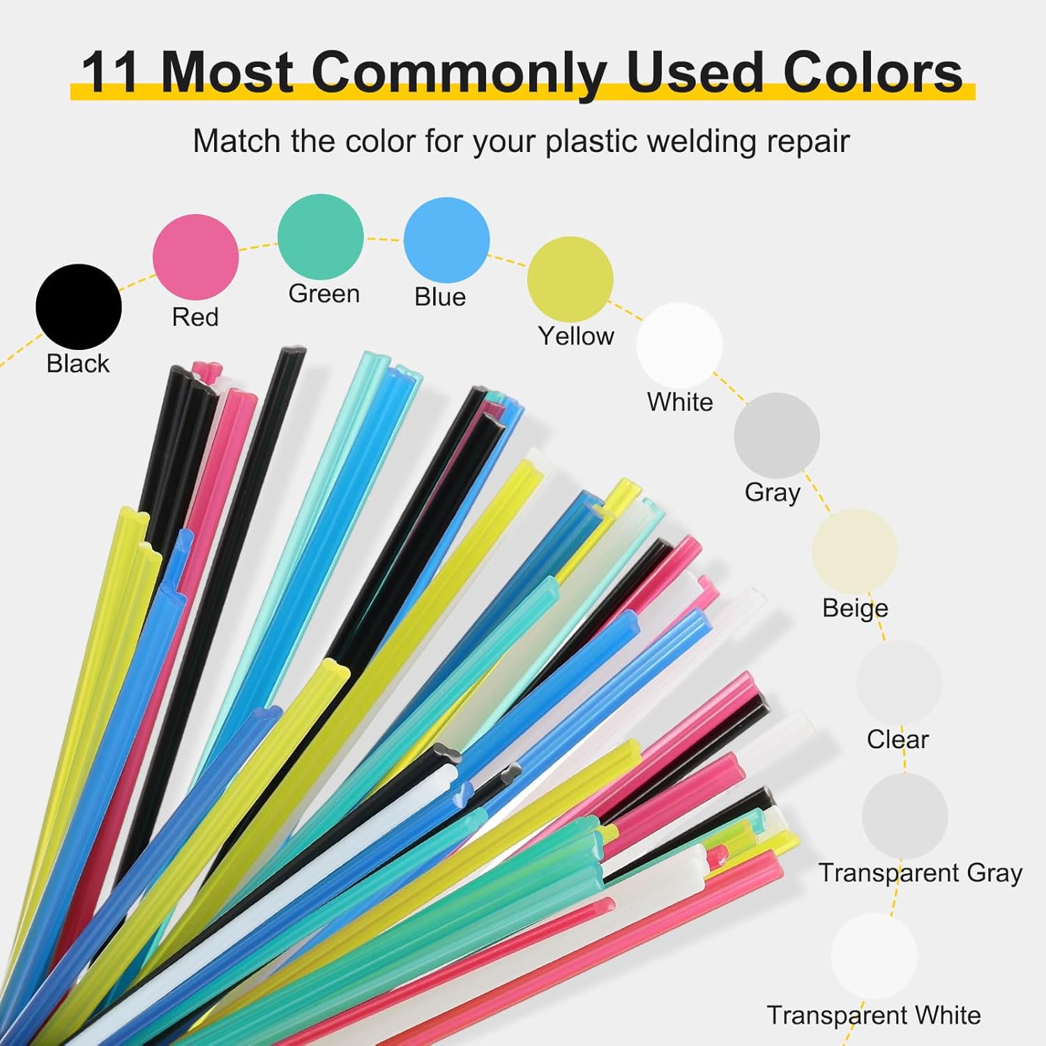 HARFINGTON 5set(10pcs) Plastic Welding Rods 40inch PP Welding Strips Welder Rods for Car Bumper Kayak Daily Repair Plastic Welder Car Bumpers, Black