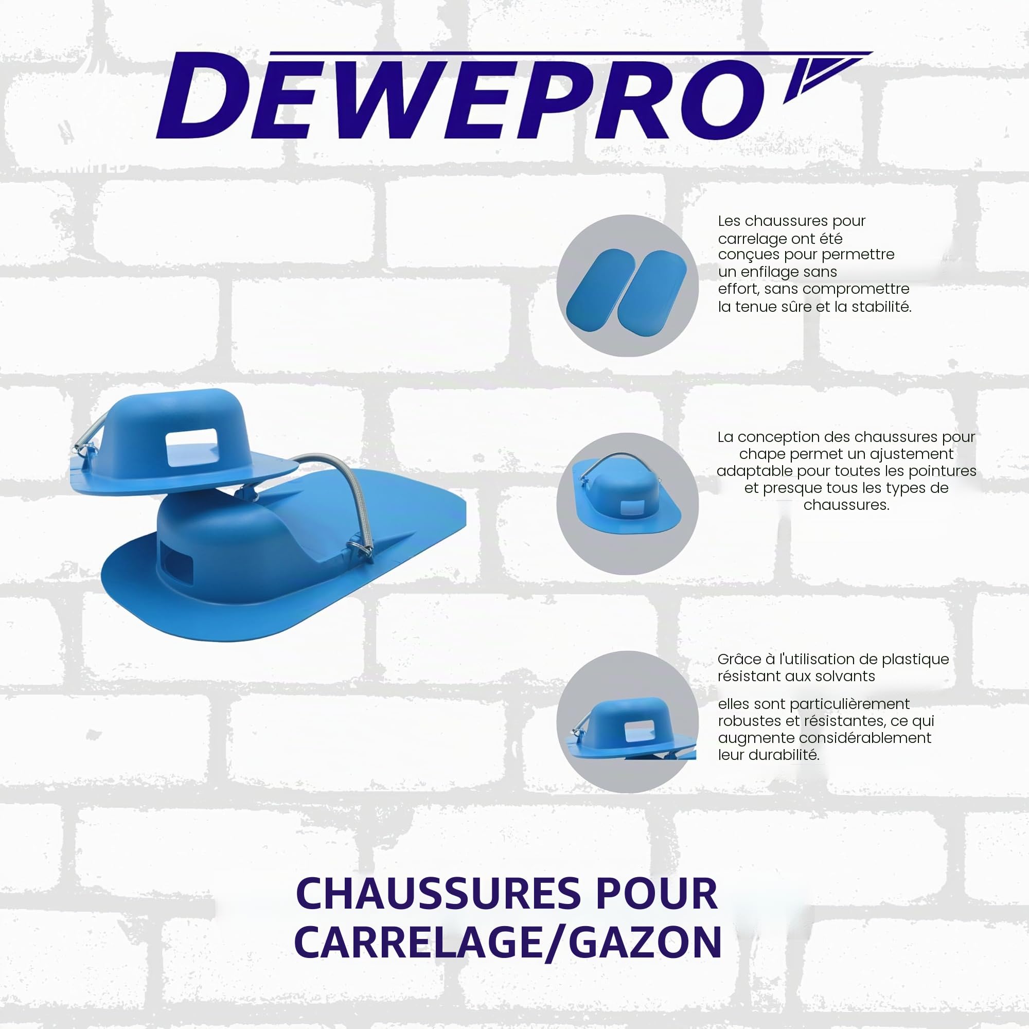 DEWEPRO 1 paire de chaussures pour carrelage - Lisses - Chaussures à chape