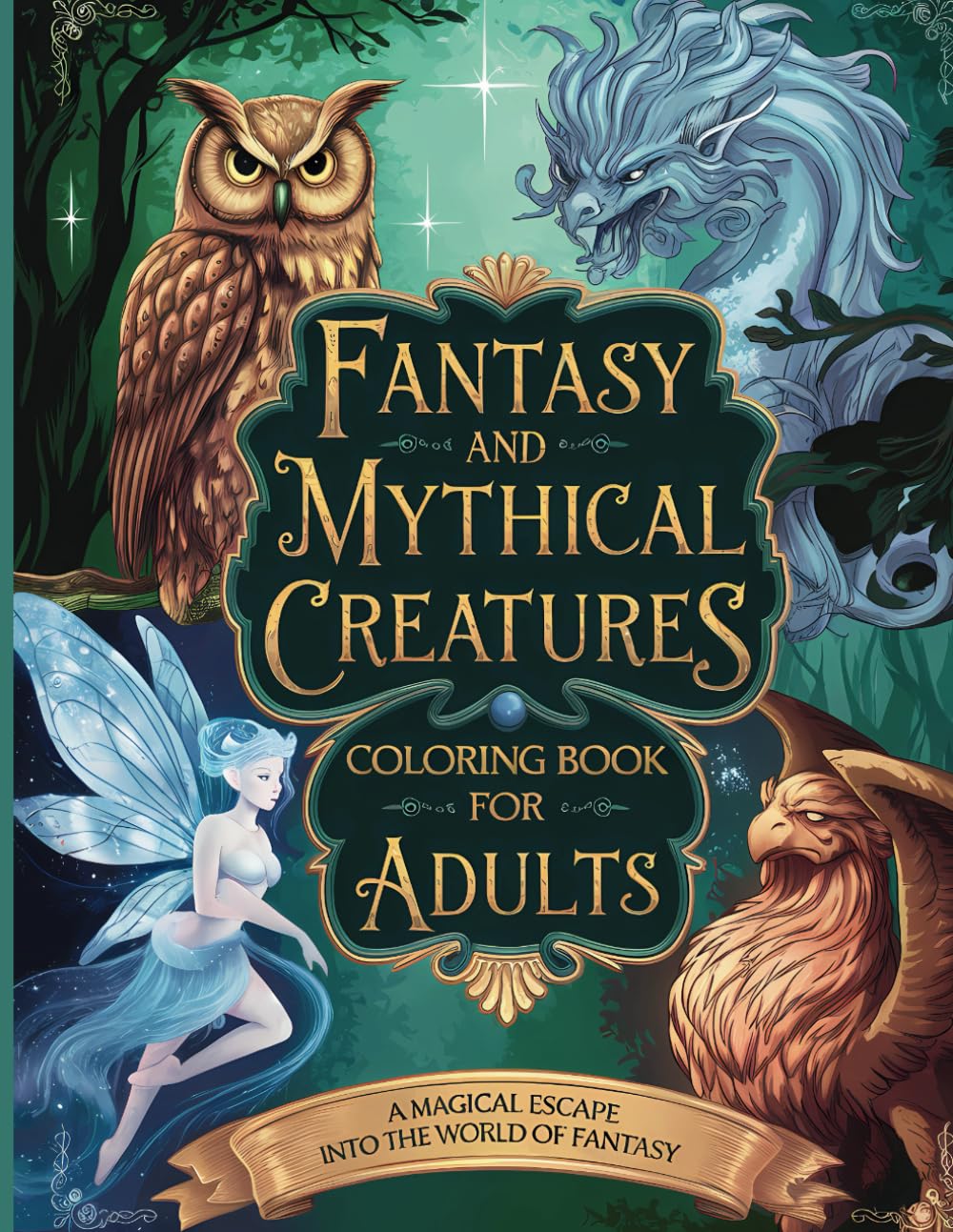 Fantasy and Mythical Creatures Coloring Book for Adults: Relaxing and Creative Coloring Pages Featuring Dragons, Unicorns, Fairies, and many More