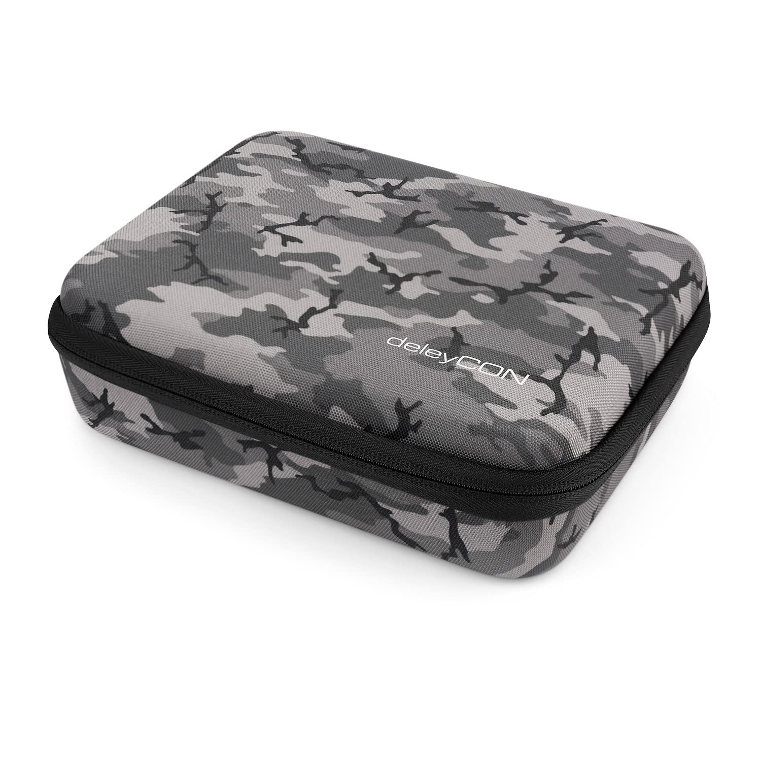 deleyCON Viaje Accesorios Organizador Bolsa Fieltro Grande - Hardcase con Divisores - para Electrónica, Cargador, Fuente, Cable, Auto, Accesorios Viaje, Cortapelos, Cámara, Herramienta - Camuflaje