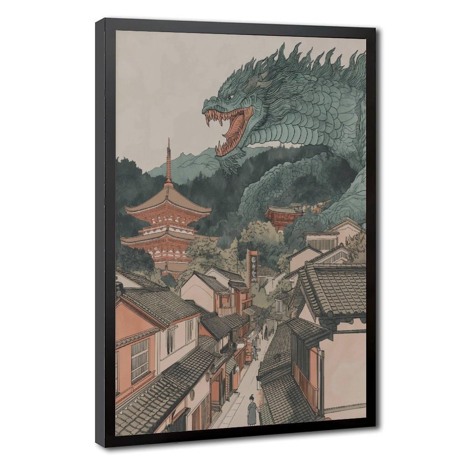 Bareronor Japanese Dragon Anime Poster Canvas Poster Bedroom Decor Landscape Office Room Decor Gift 20" L X 30" W