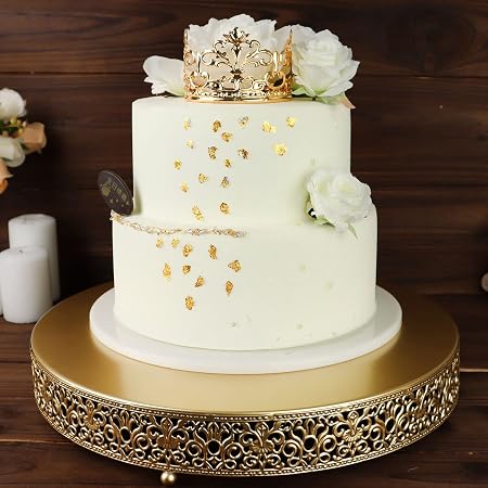 Wedhapy 11.8 Inch Gold Round Dessert Stand - Metal Cupcake Display With Glossy Finish - View #2