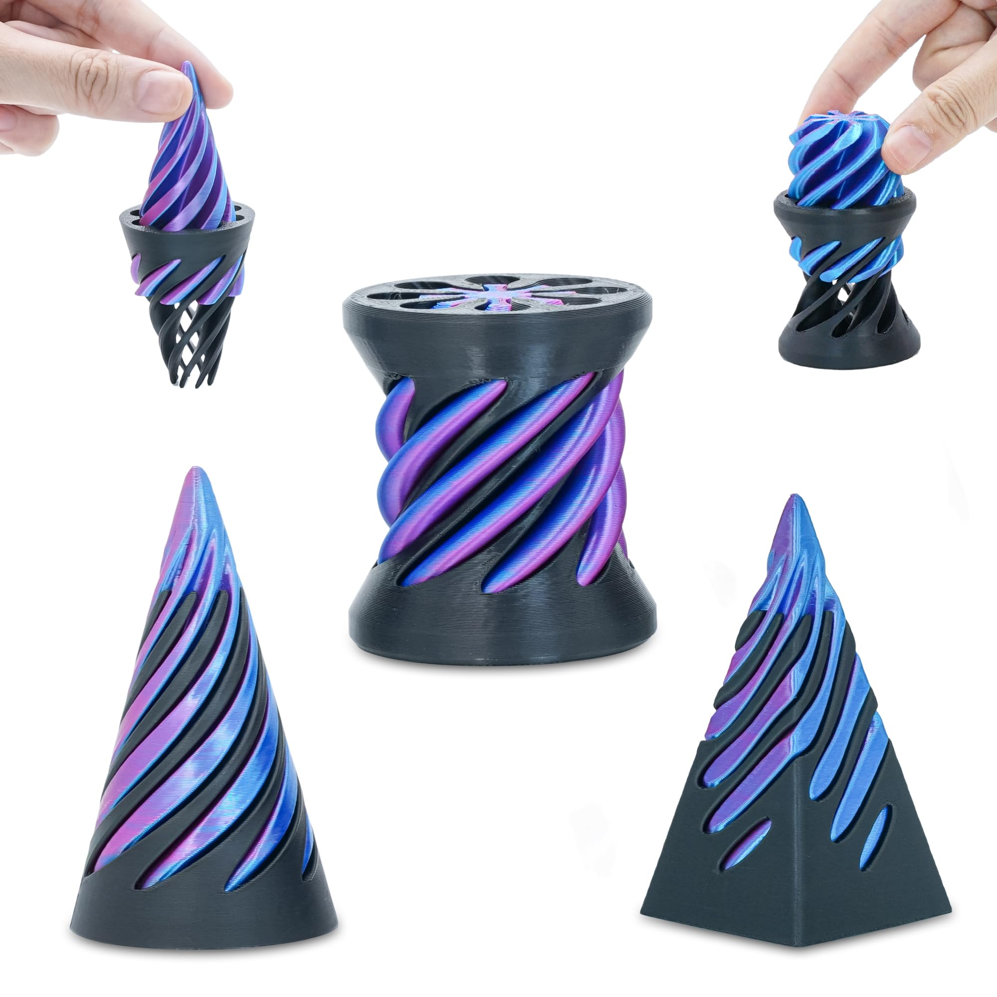 Lot de 2 - Pyramide impossible imprimée en 3D, jouet de bureau illusion cône traversant, cadeaux de Noël amusants pour enfants et adultes Lot de 2 - Pyramide impossible imprimée en 3D, jouet de bureau illusion cône traversant, cadeaux de Noël amusants pour enfants et adultes