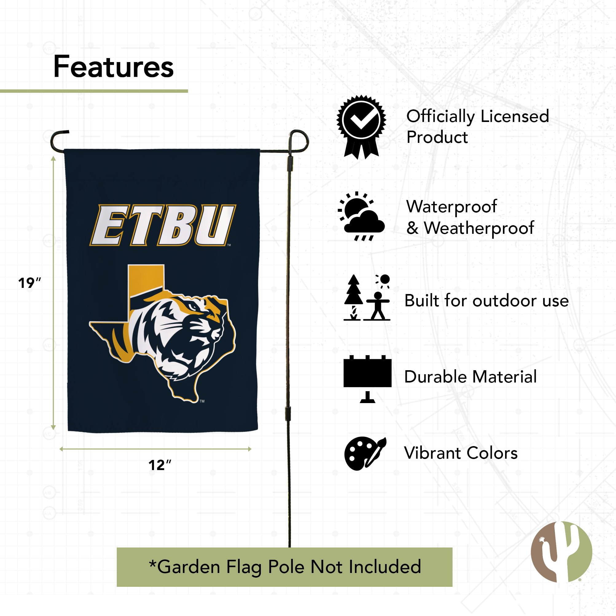ETBU Tigers Gartenflagge – Doppelseitig, 100% Polyester, Offiziell Lizenziertes Design Der East Texas Baptist University