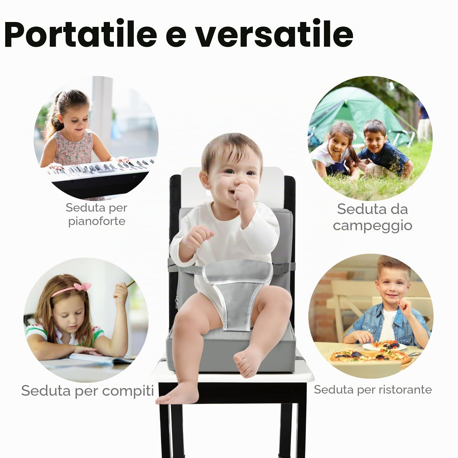 PandaEar Seggiolone per Bambini Portatile da Tavolo con Cuscino da Viaggio e Cintura Regolabile