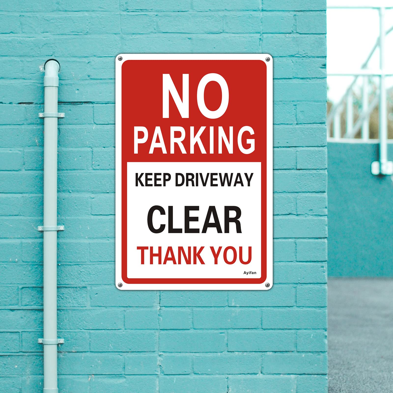2 Stück 'No Parking – Keep Driveway Entrance' Schilder – 25,4x35,6 Cm, Aluminium, Wetterfest, Mit Löchern