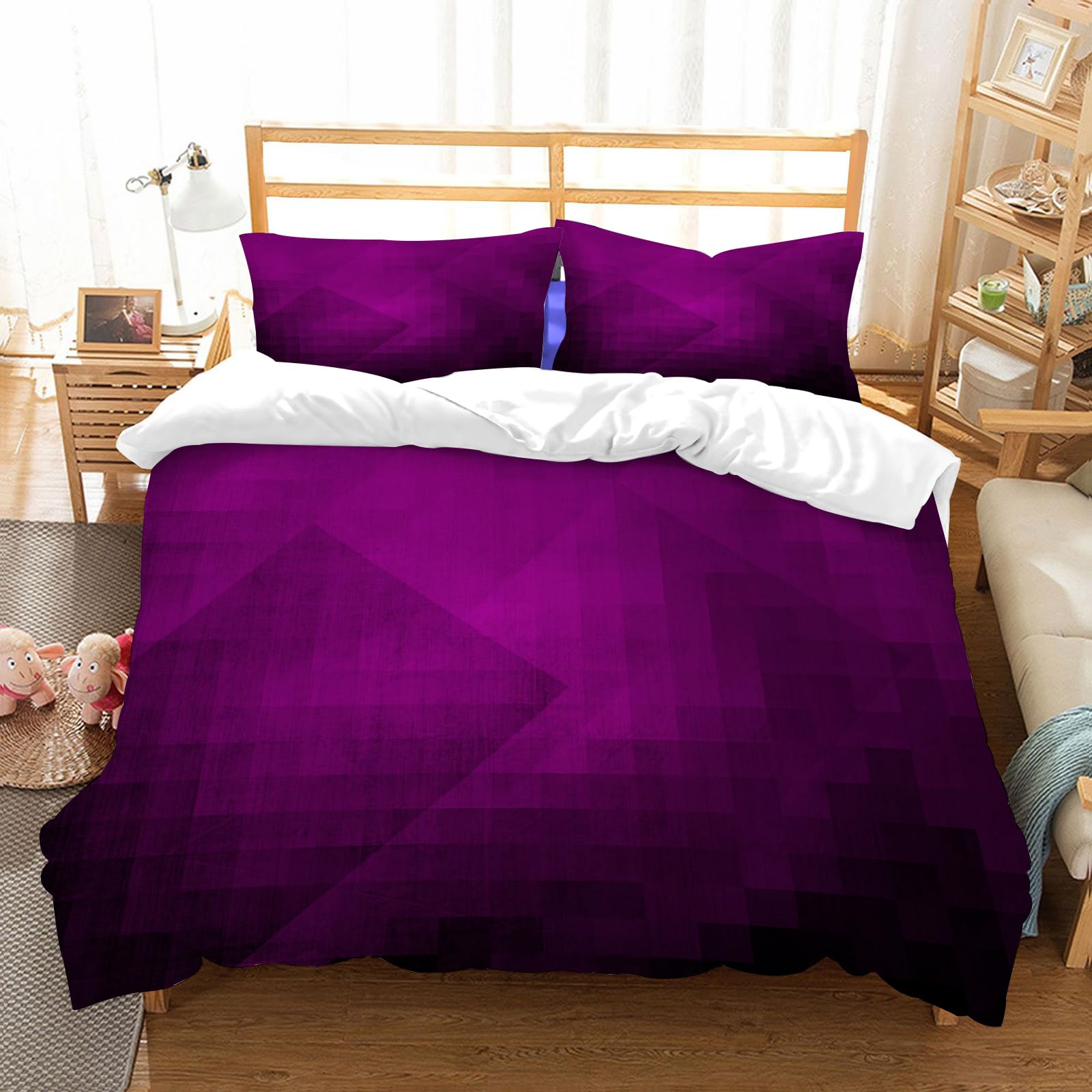 Parure de lit rose foncé design abstrait pour une chambre chaleureuse