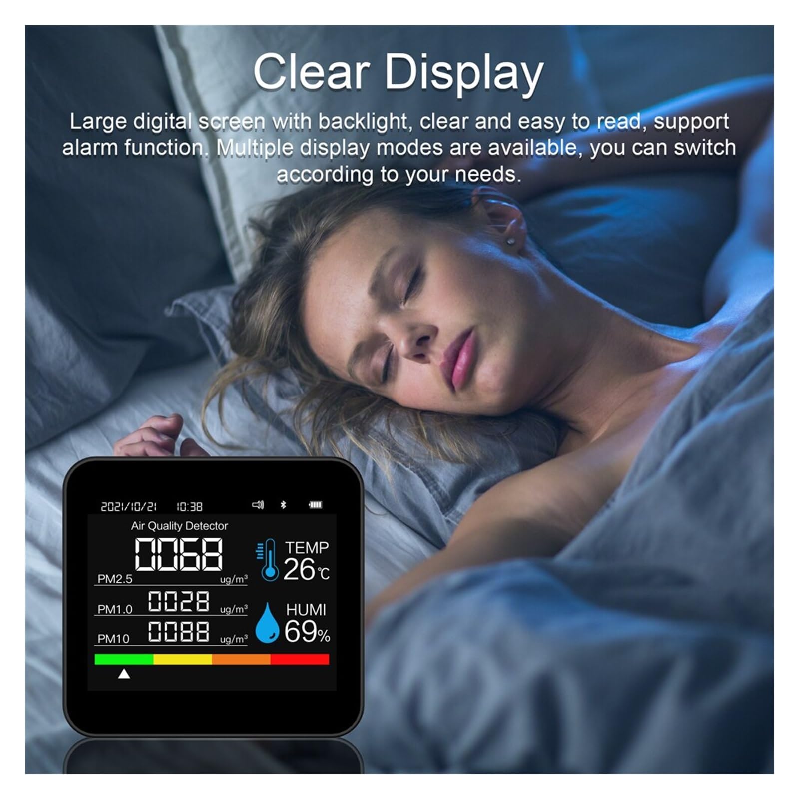 9in1 Misuratore di qualità 'aria CO2 Rilevatore anidride carbonica TVOC HCHO PM2.5 PM1.0 PM10 Tester umidità della temperatura Per cucina e camper
