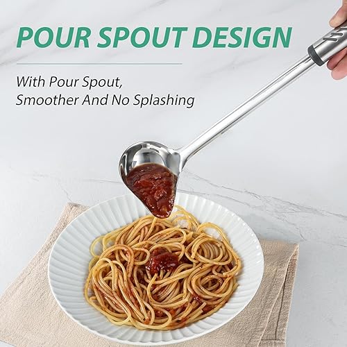 Miniatura 3 de Lebabo Cucharón para salsa, cucharones pequeños de 1 onza para servir salsa, cucharón de salsa de acero inoxidable con boquilla de vertido, cuchara