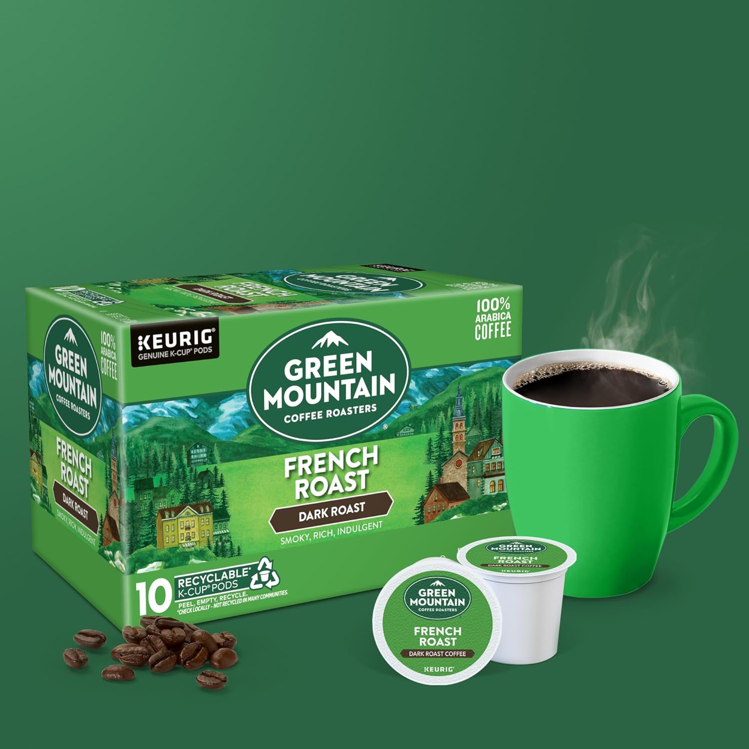 Green Mountain Coffee Roasters French Roast Keurig K-Cup Pods, Dark Roast Coffee, 60 Count (6 Packs of 10)