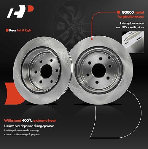 Miniatura 3 de A-Premium Rotores de freno de disco ventilados traseros de 12.11 pulgadas (12.126 in) compatibles con modelos seleccionados de Nissan, Pathfinder