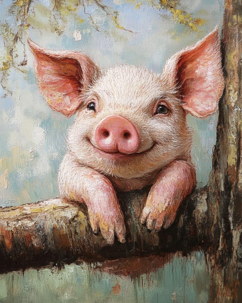 WallustrioaW 11CT Cross Stitch Embroidery Kits,Animal Pig,Cross Stitch Full Kit DIY Embroidery Sewing Handicraft for Adults Home Decor,16x20in