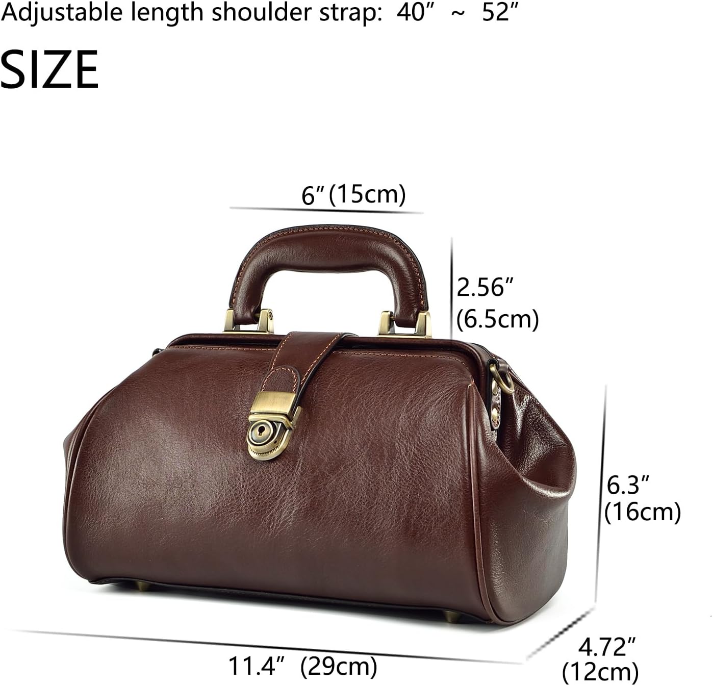 Genuine leather women's bag retro doctor's bag handmade foreskin layer cowhide Shoulder bag buckle type women's bag - Image 2