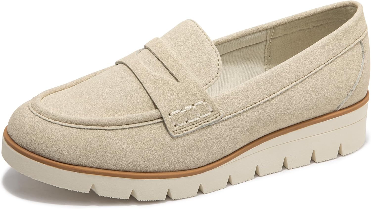 BENEKER Women's Comfort Loafers Slip On Casual Shoes PU Leather & Suede Flat Work Loafers for Office, Business, Travel, Everyday Wear