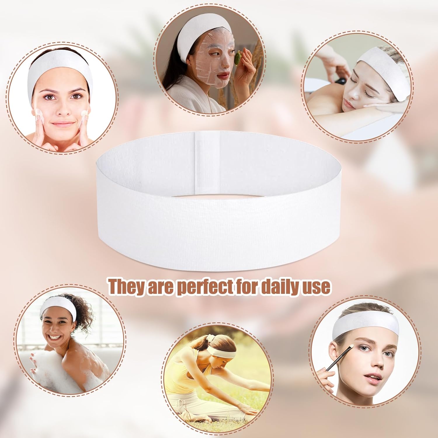 obeoby 150 Pieces Disposable Hairband for Women, Non-woven Fabric Spa Headband for Securing Hair during Facial, Makeup, Travel, Ideal for Beauty Enthusiasts, Makeup Artists, Spa-goers