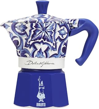 Bialetti Dolce & Gabbana Moka Express Blue Mediterraneo 3-Cup Direct Fire Type Coffee Maker Espresso Maker Macchinetta