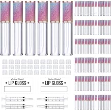 AMORIX 72 Pack 5ml Rainbow Lip Gloss Tubes with Wand 5ml Lip Gloss Containers Empty Lipgloss Bottles + 4pcs Syringes for DIY Lip Gloss Balm