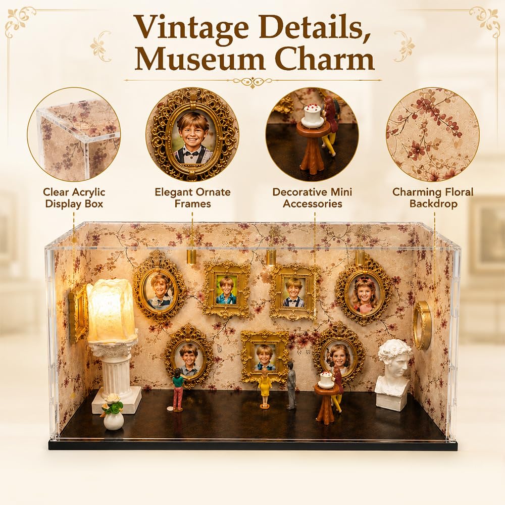 Mini Museum ramka na zdjęcia, SGZIOO "zrób to sam", mini muzeum sylwetki ze światłem, zestaw Muzeum of Us - głęboka ramka na przedmioty na rocznicę, wesele, dekoracja domu (akrylowa ramka na