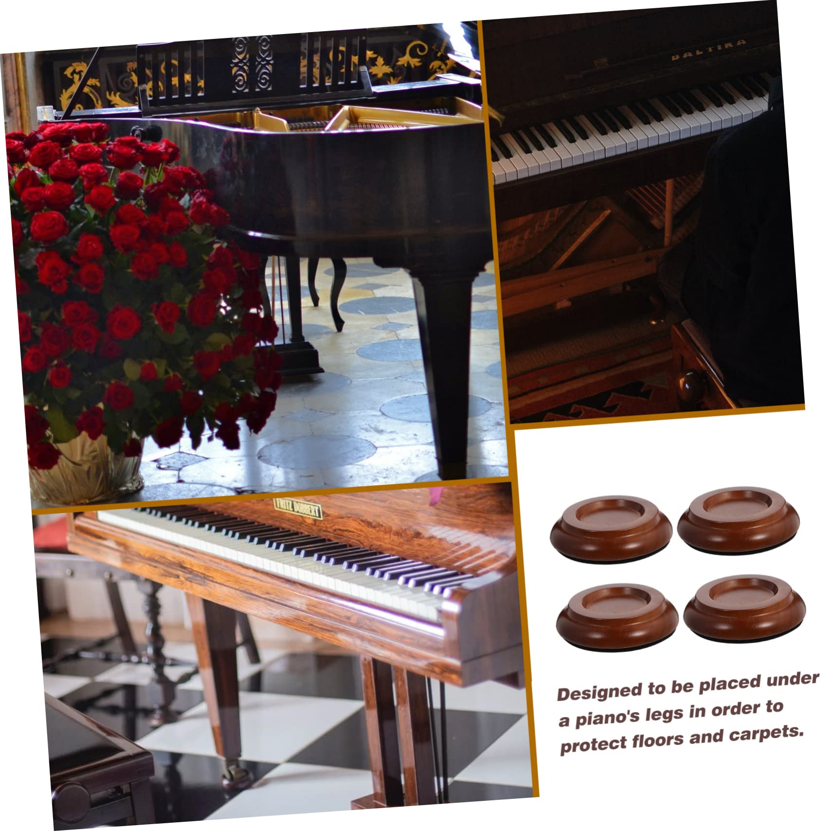 OSALADI 4pcs Anti-Skid Piano Foot Pad Soundproof Rug for Piano Wooden Floor Protector